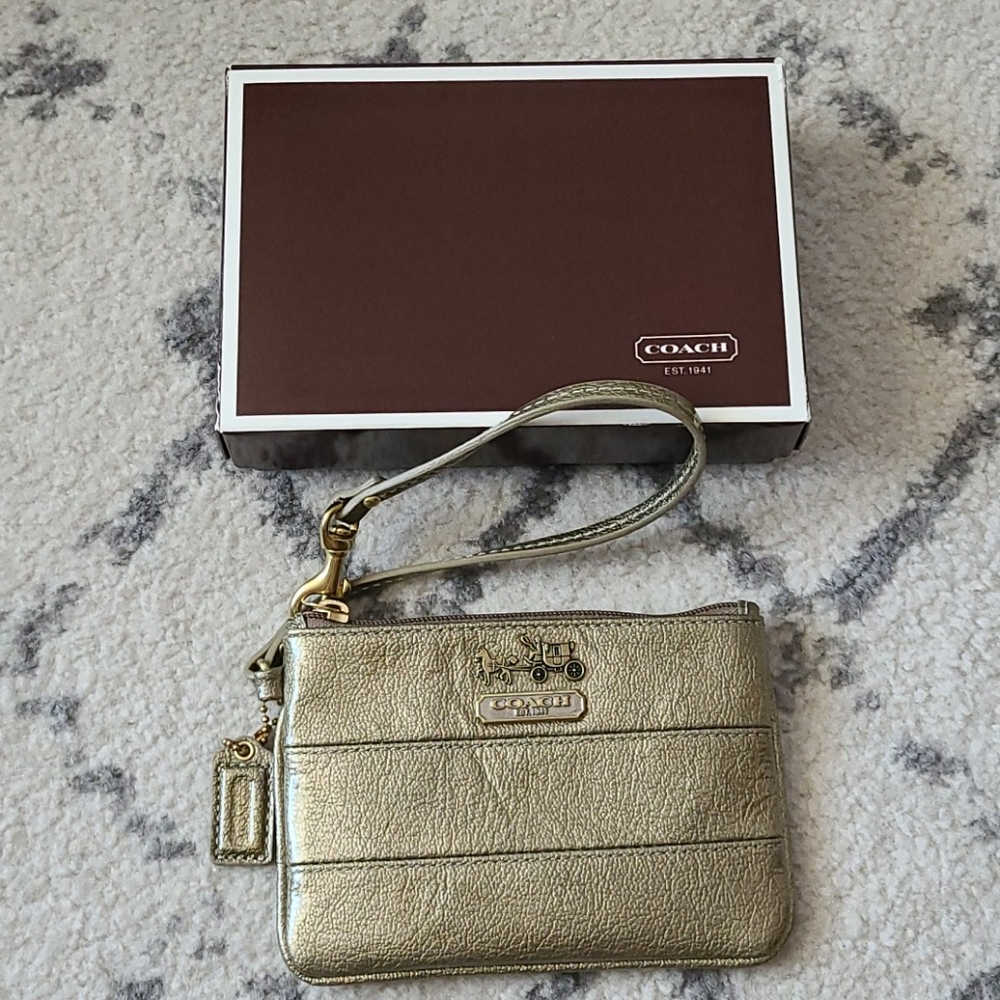 Coach metallic wristlet